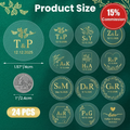 Personalized Transparent Waterproof Wedding Labels - Custom Gold Monogram Stickers, 24 PCS